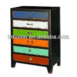 European country style cheap vintage wooden storage cabinet furniture with 6 colorful drawers