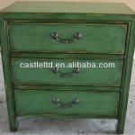 Stocklot furniture Hand painted Distressed three drawers green chest,antique solid wooden living room chest
