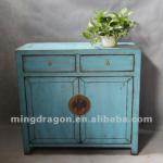 Chinese antique furniture pine wood Shanxi blue two door two drawer cabinet