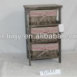antique wood garden furniture with willow baskets