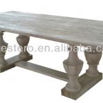 Long Solid Wood Table with Carved Legs