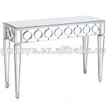 silver glass console table/desk with matching mirror