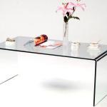 modern bent temperd glass console table