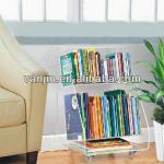 Modern Design 2-tier Removble Acrylic Lucite Bookcase with Casters ,Perspex Livingroom Furniture,Plexiglass CD Racks