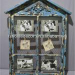 house shaped home decorative shelf with photo frame rustic finished on surface