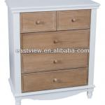 12EV2146 chest of drawers with 5 drawers natural and white color french stlye shabby chic