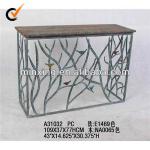 2013 Vintage metal living room console table with wooden top