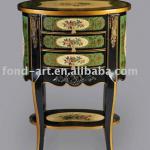 antique green and gold cabinet