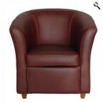 Antique wooden armchair brown leather tub chair CS008