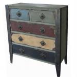 Antique Wooden Colorful Chest of Drawers