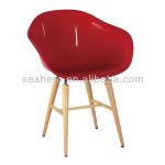 Armrest eheap plastic design modern wooden chair PC822