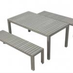 Brushed Aluminum With Polywood Bench Table:CH-T129(T095)  Bench:CH-C271