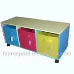 children wooden storage cabinet with 3 non-woven drawers QX12050