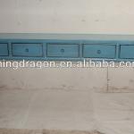 Chinese antique five drawer blue wall console table