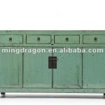 Chinese Antique four drawer two door blue green dressing cupboard
