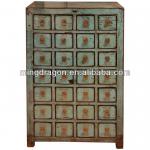Chinese antique Shanxi distressed rustic reclaimed wood blue medicine cabinet
