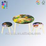 Classic Structure with 2013 New Design! Wooden Kids Round Table and Stools Set MZ4233