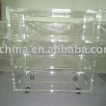 Clear Acrylic Hotel Trolley;Plexiglass Hotel Service Trolley;Perspex Restaurant Trolley;Clear Acrylic Serving Cart F551