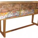 Console 6 drawers recycled wood