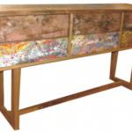 Console 6 drawers recycled wood DF - Living Room furniture