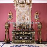 European Luxury And Distinguished Hand Painted Living Room Console Table, With Brass Base Porcelain Home Decoration Sets. BF06-1001