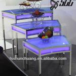 Fanned Stainless Steel Dinning/Banquet/Tea-Break/Bar Table with LED Lamp/Display Table U-111