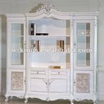 French style classic wood carved bookcase P349