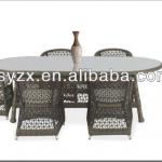 Garden furniture rattan dining table and chairs set for all weather YZ10119