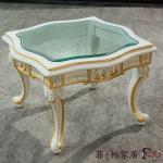 Luxury European Palace classic design furniture-solid wood frame handcarved furniture- small coffee table with glass top 0907