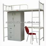 Metal Steel Triple Bunk Bed With Desk And Wardrobe BJ-01