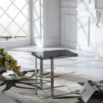 modern glass corner table with stianless steel frame