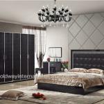 Modern latest design bed bedroom set 8002B black color bed