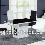 modern MDF with black tempered glass top dining table CG-DT203