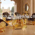 NEW ITEM- Luxury antique gold plated new style wooden dining room furniture set(B6048)