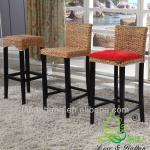 New Trendy Designer Wood Base Rattan Bar Chair 301-11B Wood Base Rattan Bar Chair