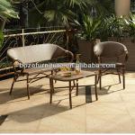 Outdoor furniture Aluminum frame bamboo like Starbucks dining set/Garden furniture texilene coffee set BZ-SB001