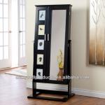 Photo Frames Mirrored Jewelry Cabinet Armoire Cheval Mirror - High Gloss Black