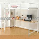 simple design dormitory bed with desk, metal bunk bed and wooden desk, commercial furniture XTGH313