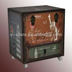 SJ-VS2118 Shabby chic furniture leather chest with wheels storage chest