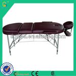 Soft Dark Brown PV Leather Aluminum Men's Shape-building Massager Table with 2 sections for sex sauna