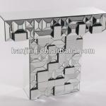 T shape modern carved console table with mirror