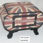 UK flag linen wooden ottoman XW12A046