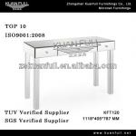 Unique mirror long console table with 3 drawers design silver color