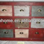 Vintage mini bar colorful wooden storage furniture cabinet with 9 drawers