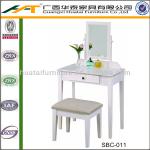 White Founder Wooden Vanity Set Stool & Mirror | Dressing Tables