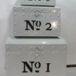 White metal storage trunk