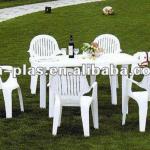 White plastic outdoor table and chair CH-9004