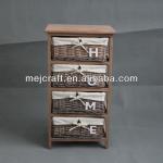 wicker drawers with wood letters storage cabinet