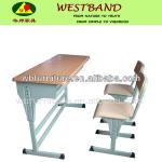 wooden studentadjustable single student desk /height ajustable double seats student desk and chair/double student desk and chair WB-DS