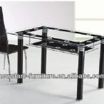 1.2M dinning table with PVC legs/tempred glass top of table chair fruniture tb107